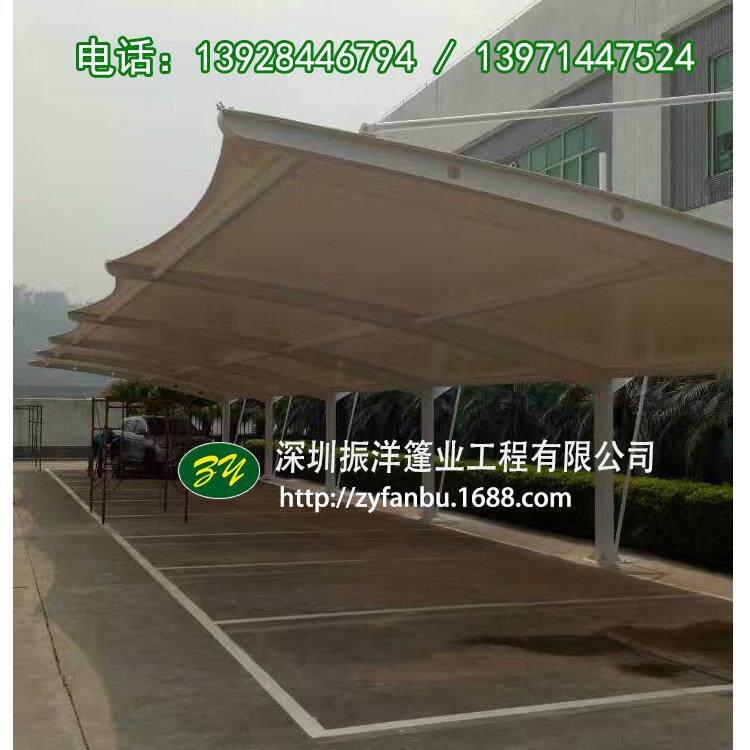 新款直销深圳膜结构车棚小区电动车停车棚张拉膜材加工停户外车棚