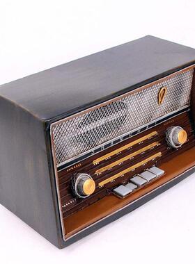 老上海牌收音机模型 酒吧摄影道具 铁皮收音机摆件 家居橱窗摆设