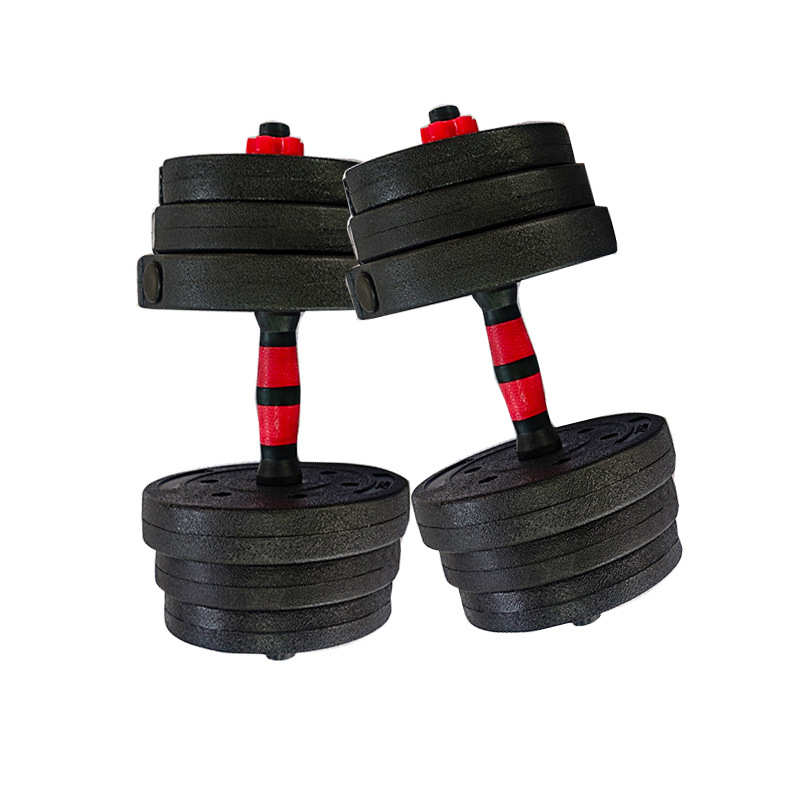 运动包胶直杆曲杆男士健身家用套装可调节水泥杠铃水泥哑铃套装