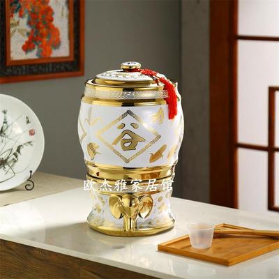 陶瓷米缸米桶带盖20斤36斤存粮密封防潮防虫蛀家用10公斤五谷丰登