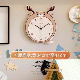 钟表挂钟客儿厅卡动物卧通室童时钟墙石6638英钟表挂家用挂表