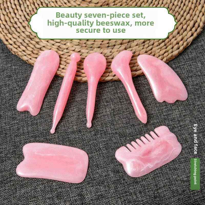 面部拨筋棒女脸部美容棒全身通用非牛角粉晶刮痧板套装经络点穴笔