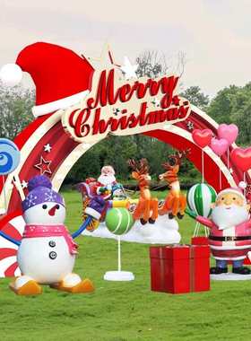 玻璃钢圣诞老人雪人马车树雕塑户外商场景区圣诞节景观装饰摆件