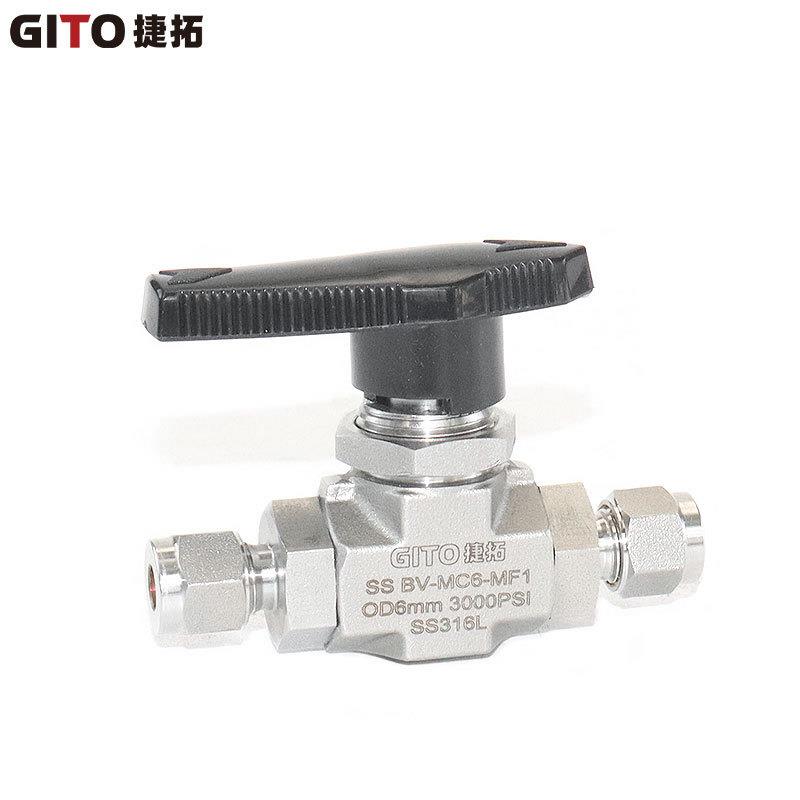 不锈钢气路卡套BV模锻体球阀6000PSI高压316L气体直通球阀