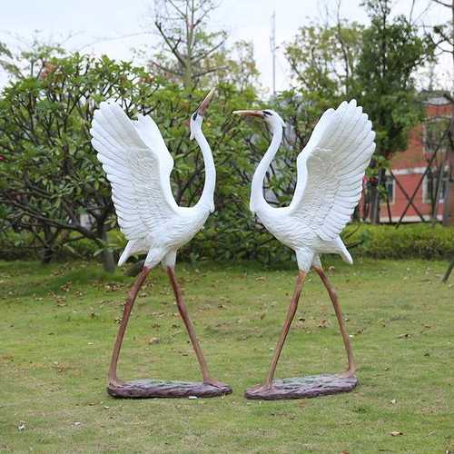 仿真白鹭摆件户外花园林水池喷泉假山景观装饰大型玻璃钢雕塑模型