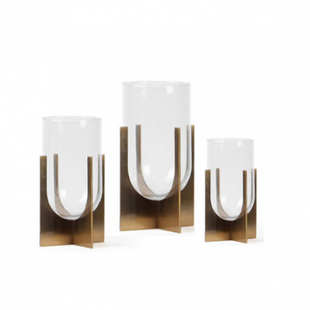 现代简约金属铁架玻璃花器插花水培透明花瓶摆件客厅样板间