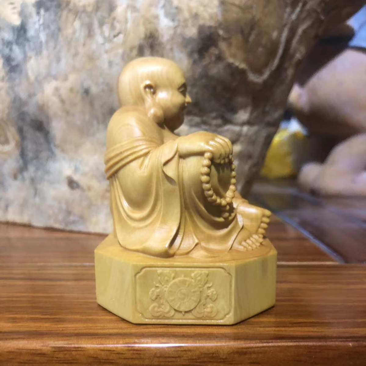 弥勒摆件厂家批发黄杨木雕家居
