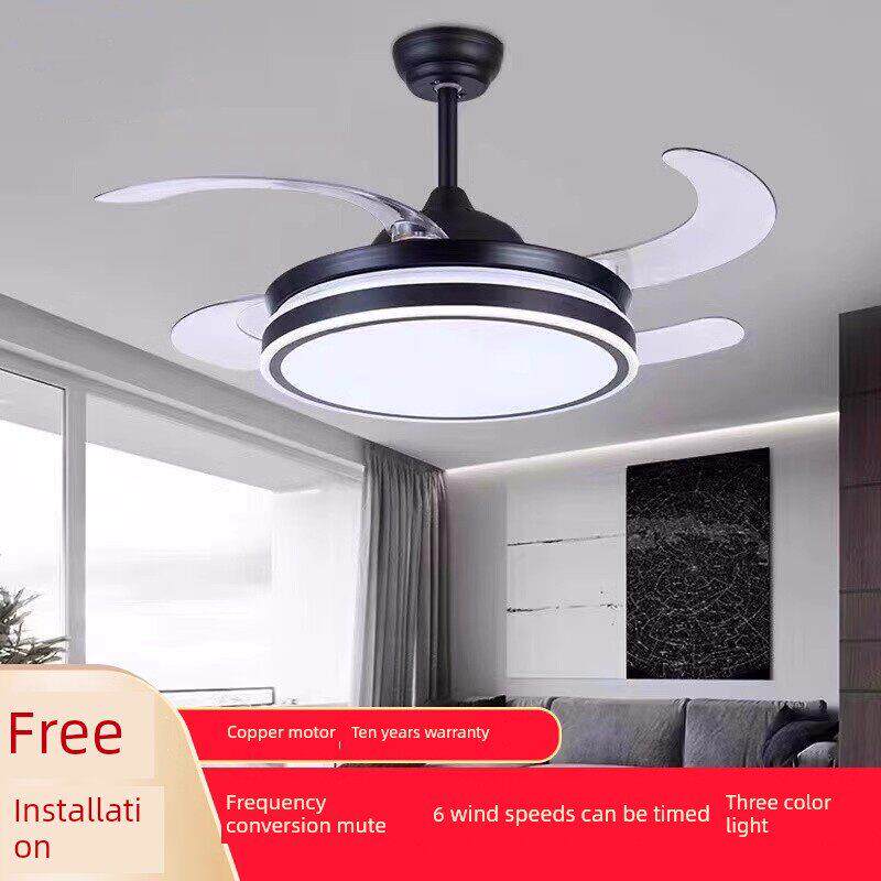 包安装风扇灯圆形隐形吊扇灯led客厅灯简约现代饭厅吊灯餐厅灯具