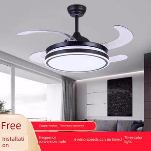 包安装风扇灯圆形隐形吊扇灯led客厅灯简约现代饭厅吊灯餐厅灯具