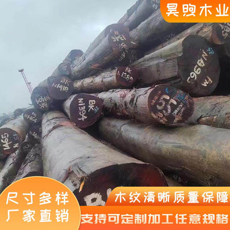 红柳桉菠萝格原木实木板材庭院露台木栈道木方栏杆扶手防腐建筑