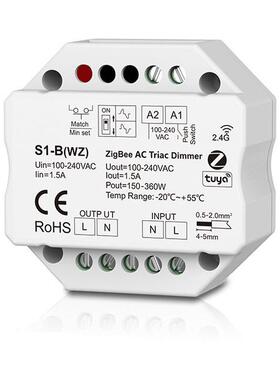 AC100~240V1路*1.5AZigBee-RF可控硅调光器(拨码切相)S1-B(WZ)