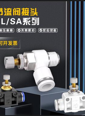 气动调速阀SL4-M5/6-01插管接头可调8-02管道节流阀SA4/6/8/10/12