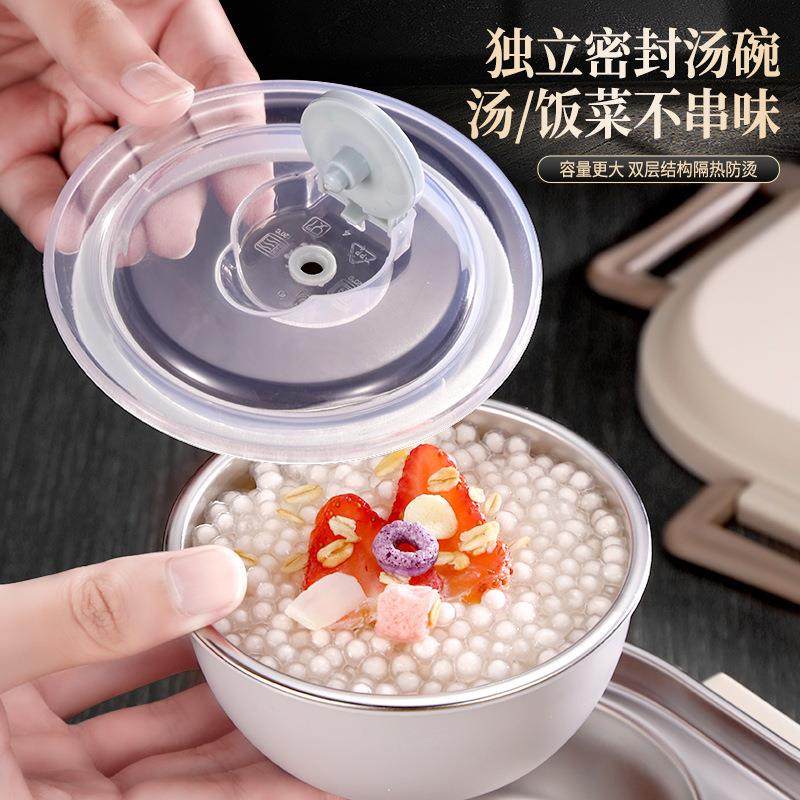 36不锈钢保温饭盒上班族F98M989S学生格餐盒盘外带便当餐盒可分微