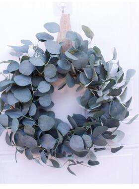 绿色蓝色0MRF欧式尤加利花环4cm15寸门饰壁饰/挂饰仿真花环墙壁装