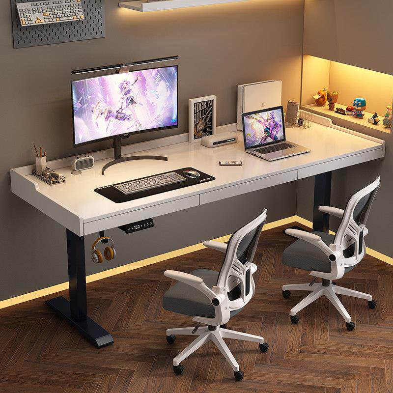 电动升降桌带抽屉儿童书桌学习桌卧室家用实木板一键智能电脑桌