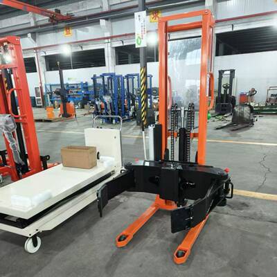 普尔夫手动纸卷夹抱车卷材夹抱堆高车旋转叉车圆桶油桶夹抱翻转