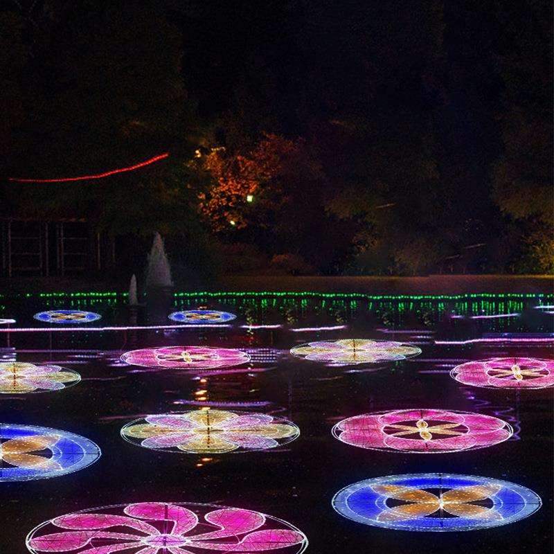LED灯串户外防水花朵造型灯广场公园灯光节节日装饰路灯杆光景