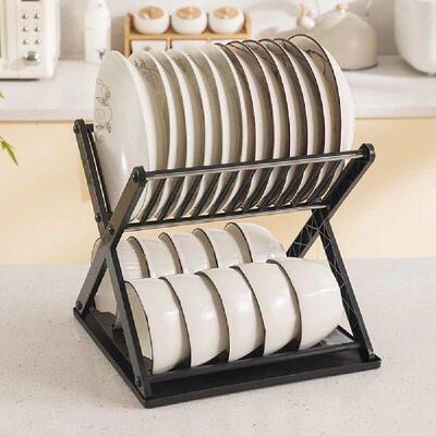 Double-Layer Dish Rack Stainless Steel Pipe Cutlery Drying