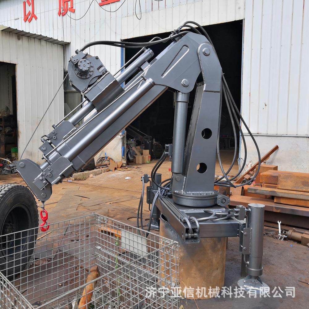 安装折臂吊1吨2吨微型卡车随车吊 亚信折臂吊车立柱液压伸缩吊