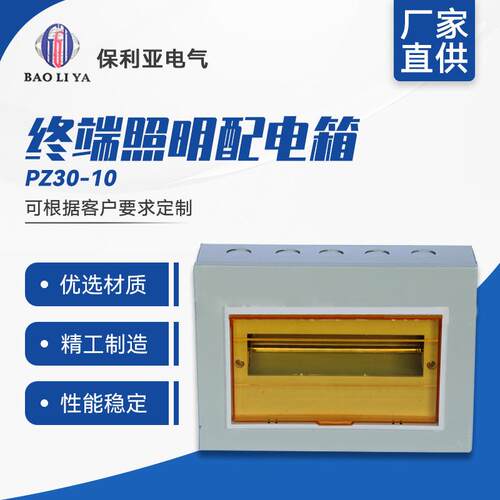 大量现货回路箱PZ30-10#明装终端照明配电箱塑底铁板带透明盖