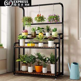 花架置物架阳台室内吊兰客厅多层铁艺实木绿萝架子落地阳台花