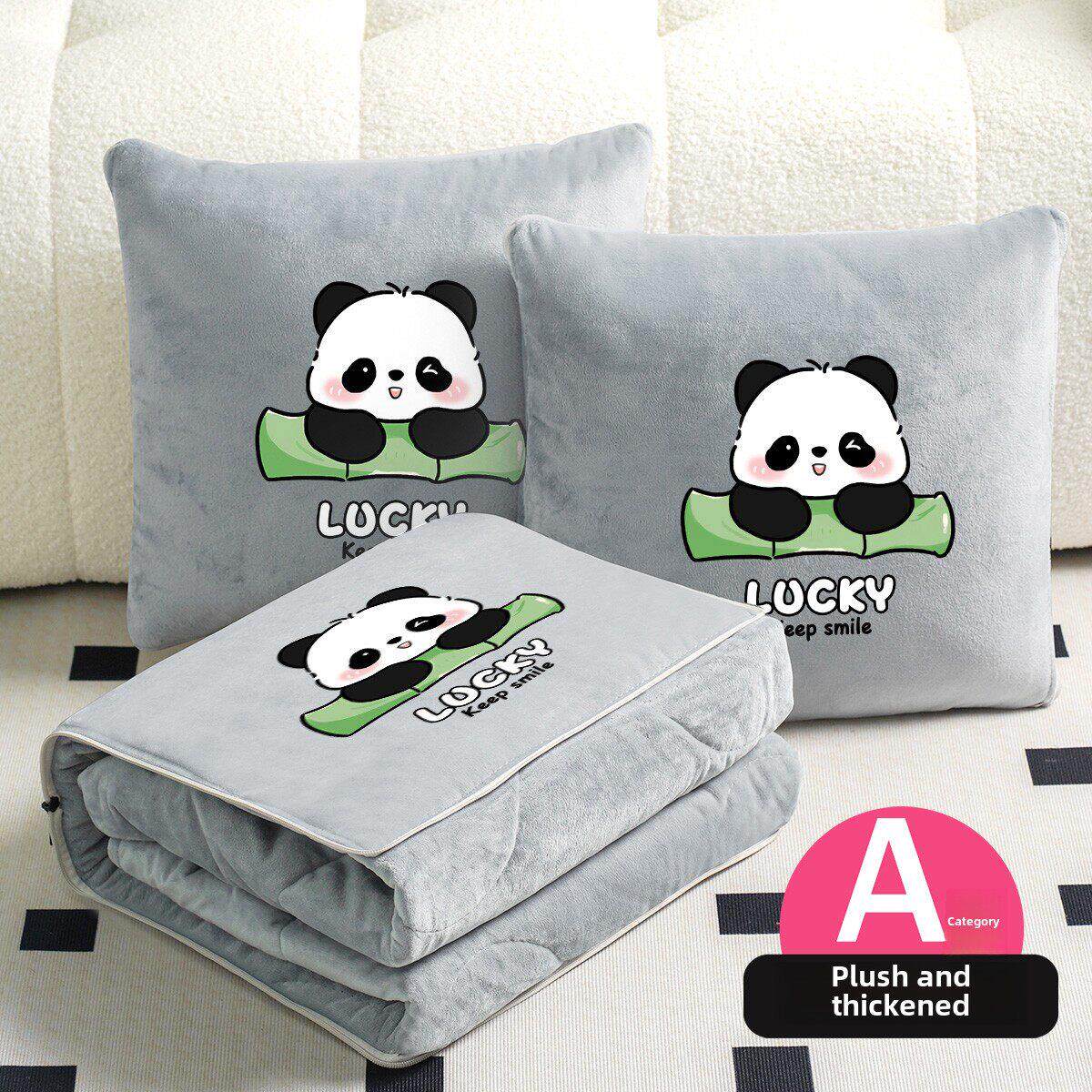 加绒加厚冬季抱枕被子两用办公室午休毯子空调被车载二合一珊瑚绒