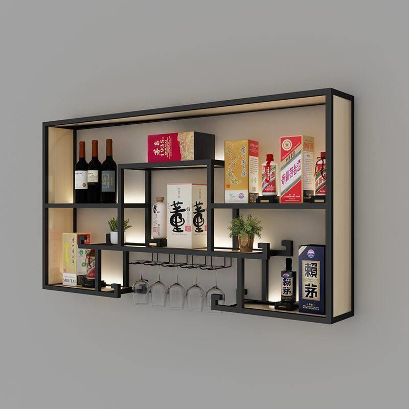 餐厅红酒架子壁挂置物架挂墙酒水展示架商用酒架铁艺烤漆收纳架