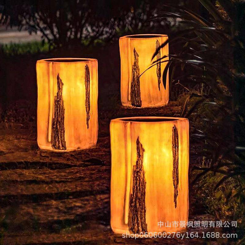 发光树桩灯户外仿真草坪木纹景观灯园林花园太阳能庭院灯庭院装饰