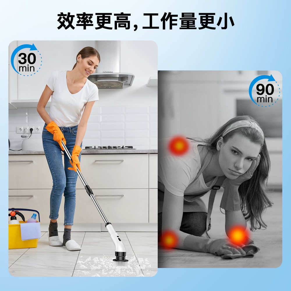 多功能电动清洁刷手持全自动长柄伸缩厨房无线洗地卫生间地板刷