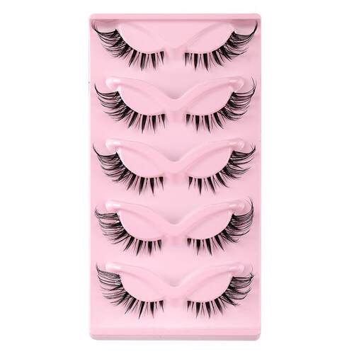 False Eyelashes Wispy Cat Eye 5 Pairs Natural Fluffy Volume