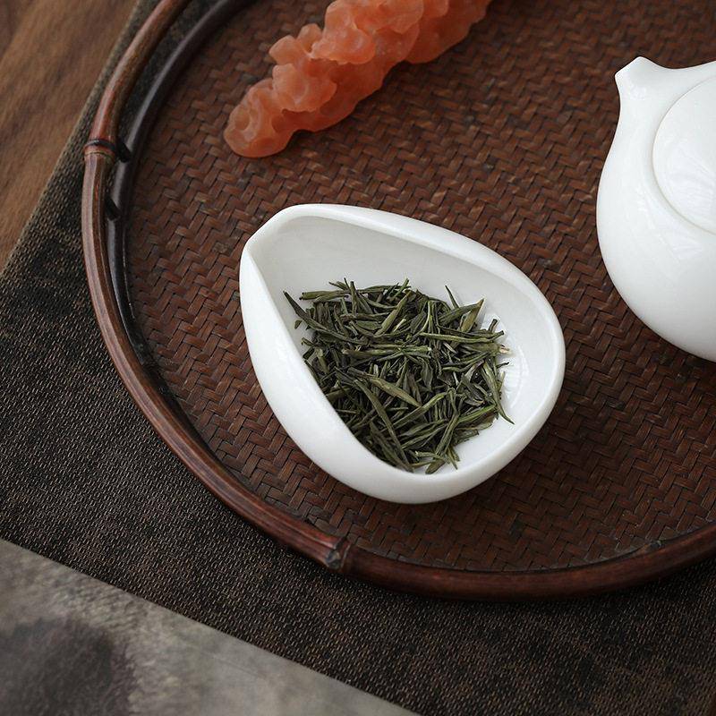 羊脂玉白瓷茶荷茶则陶瓷赏茶荷瓷茶勺茶道配件德化白瓷功夫茶具