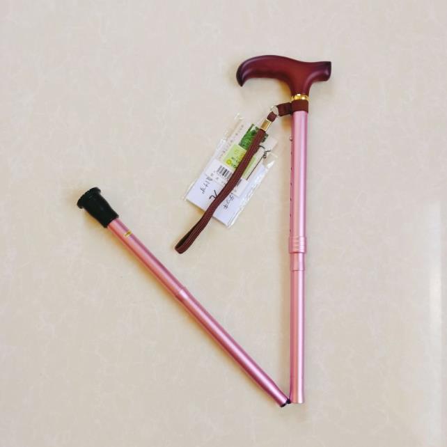 高档日本进口伸缩折叠轻便手杖铝合金滑超登轻山杖防枫握把木300