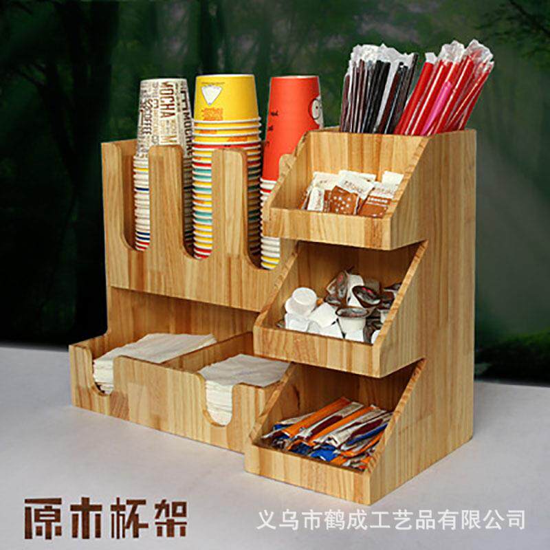 亚克力纸杯架咖啡奶茶店分取杯架吧台收纳架杯盖纸巾吸管盒置杯架