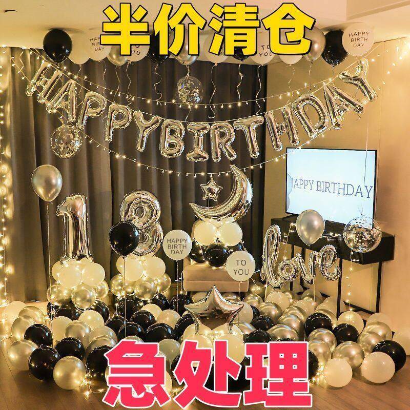 生日布置场景装饰派对男女孩用品背景墙气球男女儿童18岁成人礼