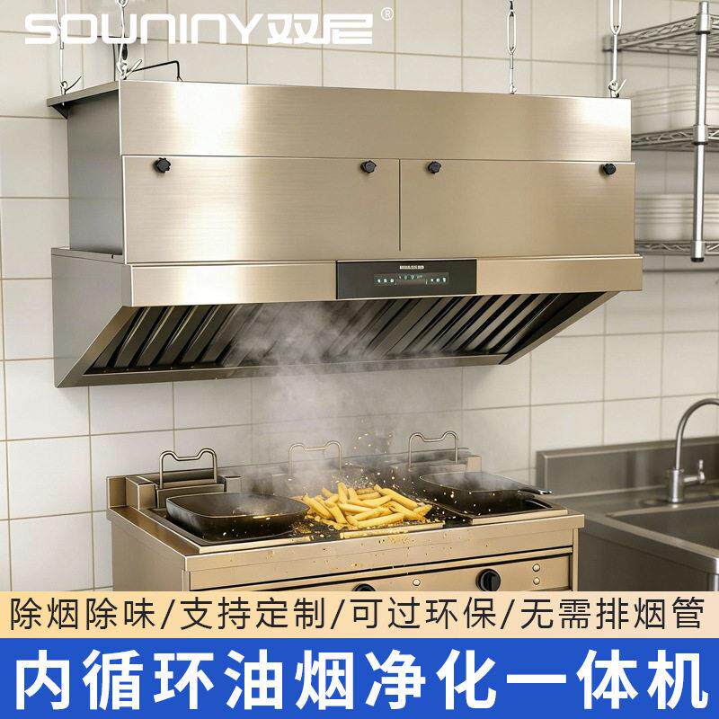 双尼内循环油烟净化一体机商用餐饮厨房大吸力大风量静电式