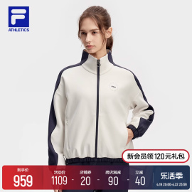 fila斐乐针织薄款外套，女立领休闲夹克，2024春季运动服上衣