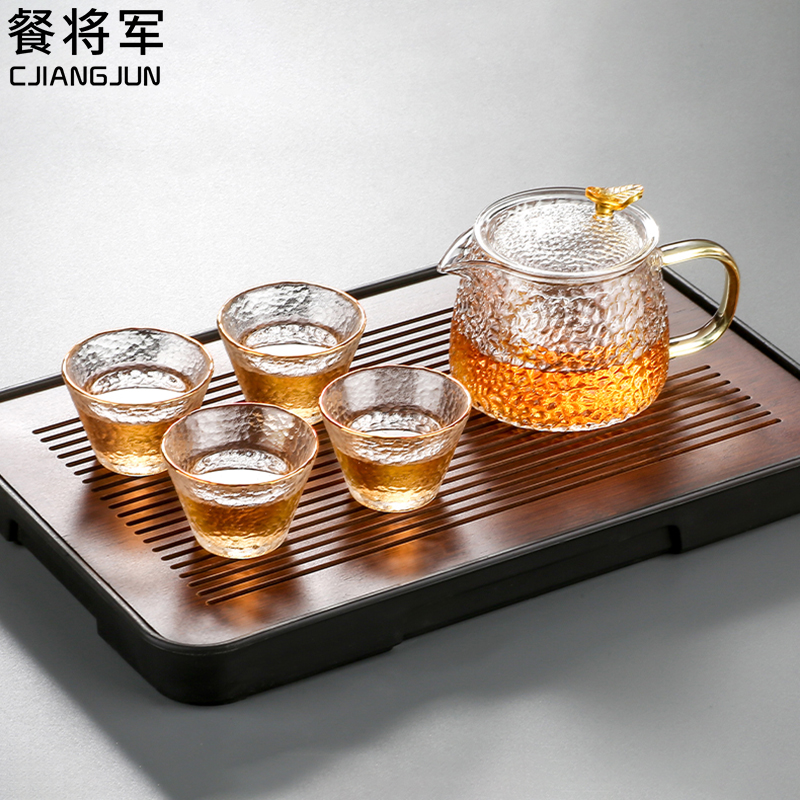 玻璃煮茶壶耐高温锤纹茶具家用冲茶沏茶单壶花茶过滤套装小泡茶壶