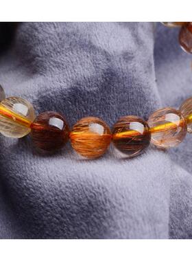 天然彩顺铜发晶手链10.4MM简约单圈晶体通透带猫眼效应男女款