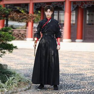 武士刺导学生黑色武术汉演出 少年古装 高档中国风格 原创代统长传袖