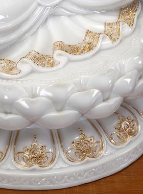 圆通佛具汉白玉观音菩萨家用坐莲观音佛像供奉观世音娑婆三圣摆件