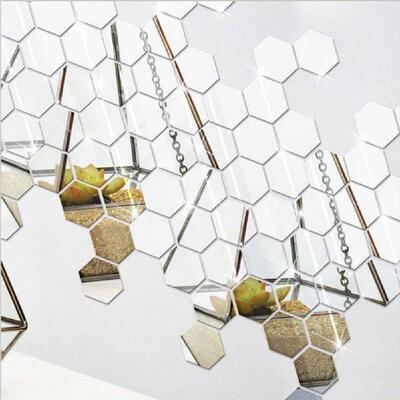 24Pcs Acrylic Hexagon Mirror Stickers Self Adhesive
