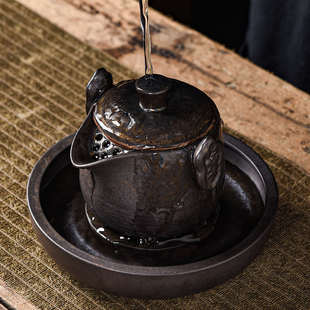 鎏金铁锈釉手抓壶盖碗泡茶壶单壶家用陶瓷功夫茶具单人壶防烫窑变