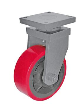 超型单轮铁芯PU轮平轮底定向万向工6业推车货架轮重12/1/20寸YQI