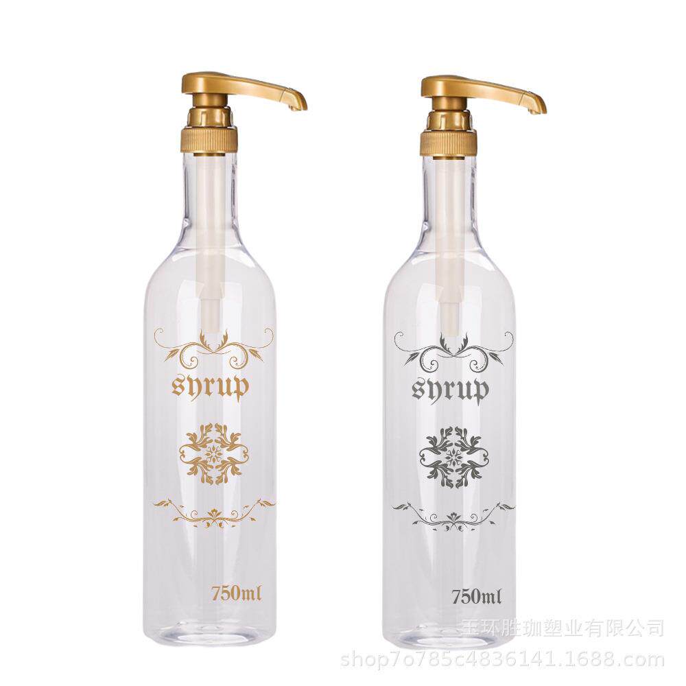 750ml 塑料PET奶茶店咖啡店酒吧定量泵糖浆瓶枫糖浆瓶