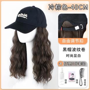 新款天空树发帽假发女子一体时彷真发自然大波浪羊毛卷长发尚卷全