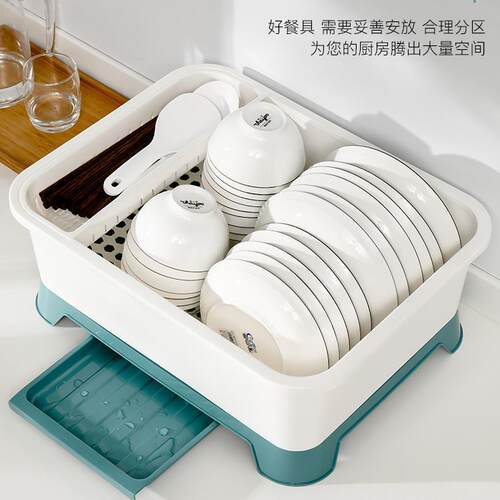 厨房沥水碗柜带盖餐具放碗碟置物架家用台面多功能装碗筷收纳箱盒