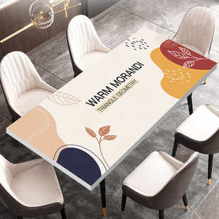 莫兰迪色桌布防水防油免洗北欧大理石皮革餐桌垫茶几垫子防烫加厚