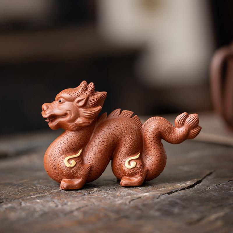 宜兴原矿紫砂祥瑞龙茶宠摆件精品可养招财瑞兽龙年吉祥物手工茶玩