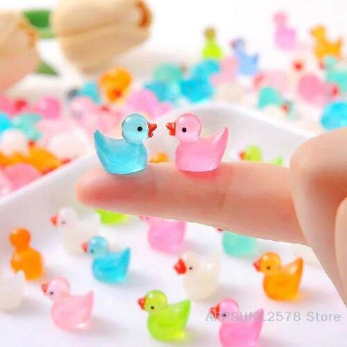 50/100pcs Mini Ducks Glitter Resin Ducks Mini Resin Animals