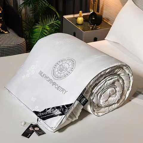 贡缎提花蚕丝被桑蚕丝手工订花夏凉被蚕丝棉填充春秋被子母被冬被